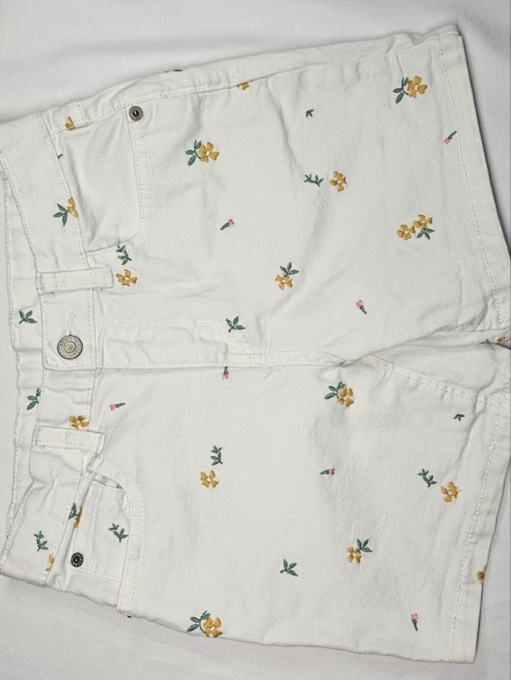 White Floral Embroidered Kids Shorts Size 12